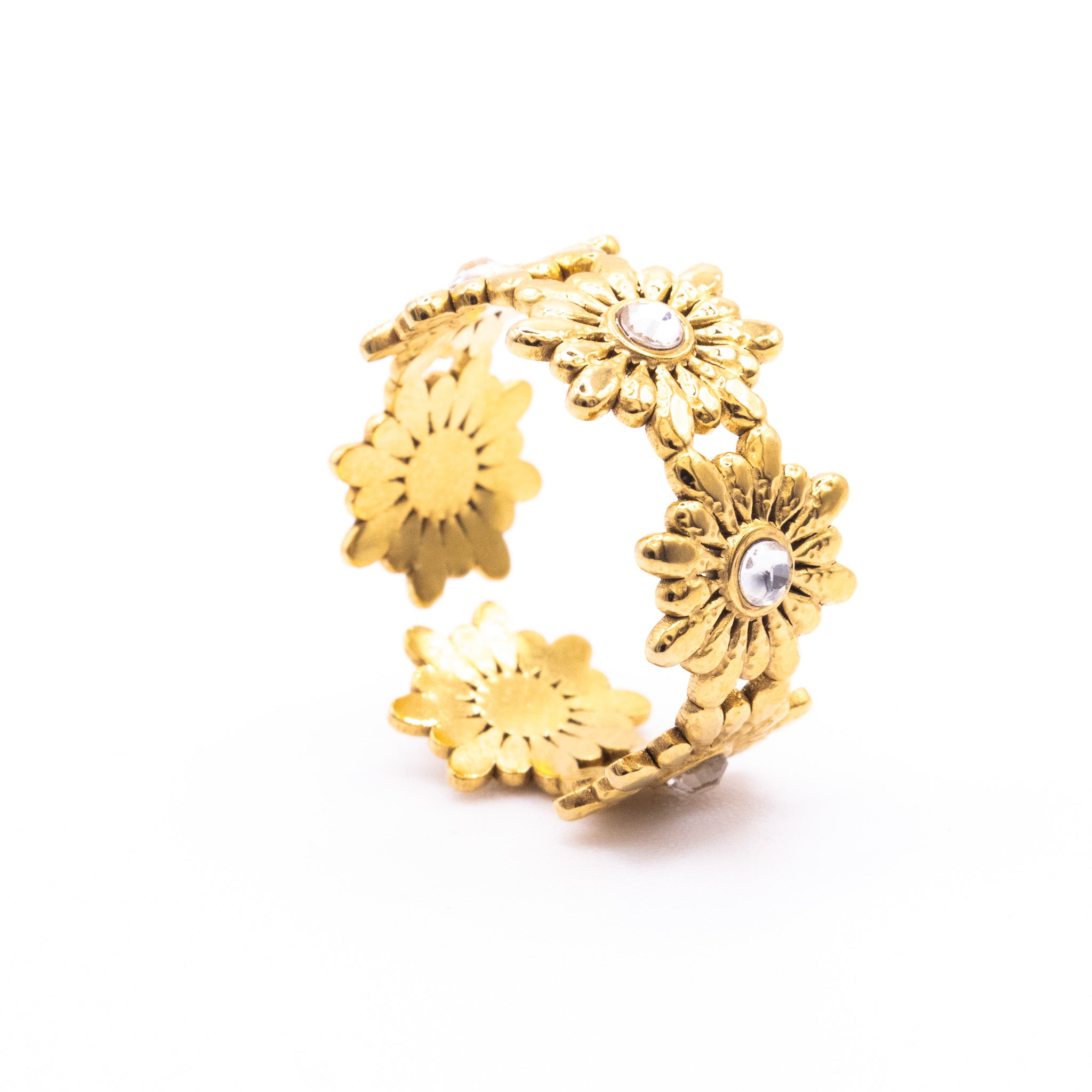 Bague Ajustable Floky – Acier inoxydable doré - Mineky Paris