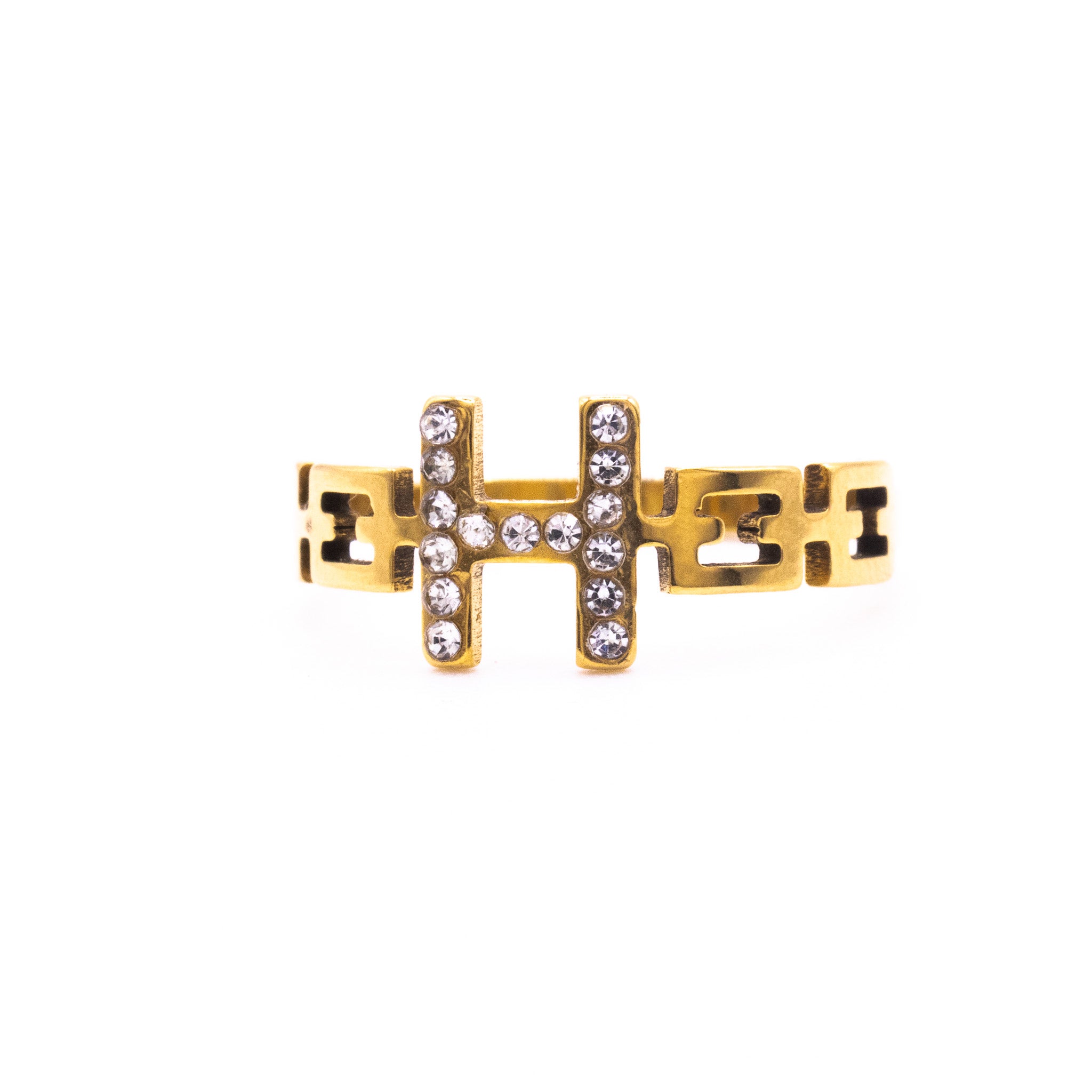 Bague Fraise H – Acier inoxydable doré - Mineky Paris