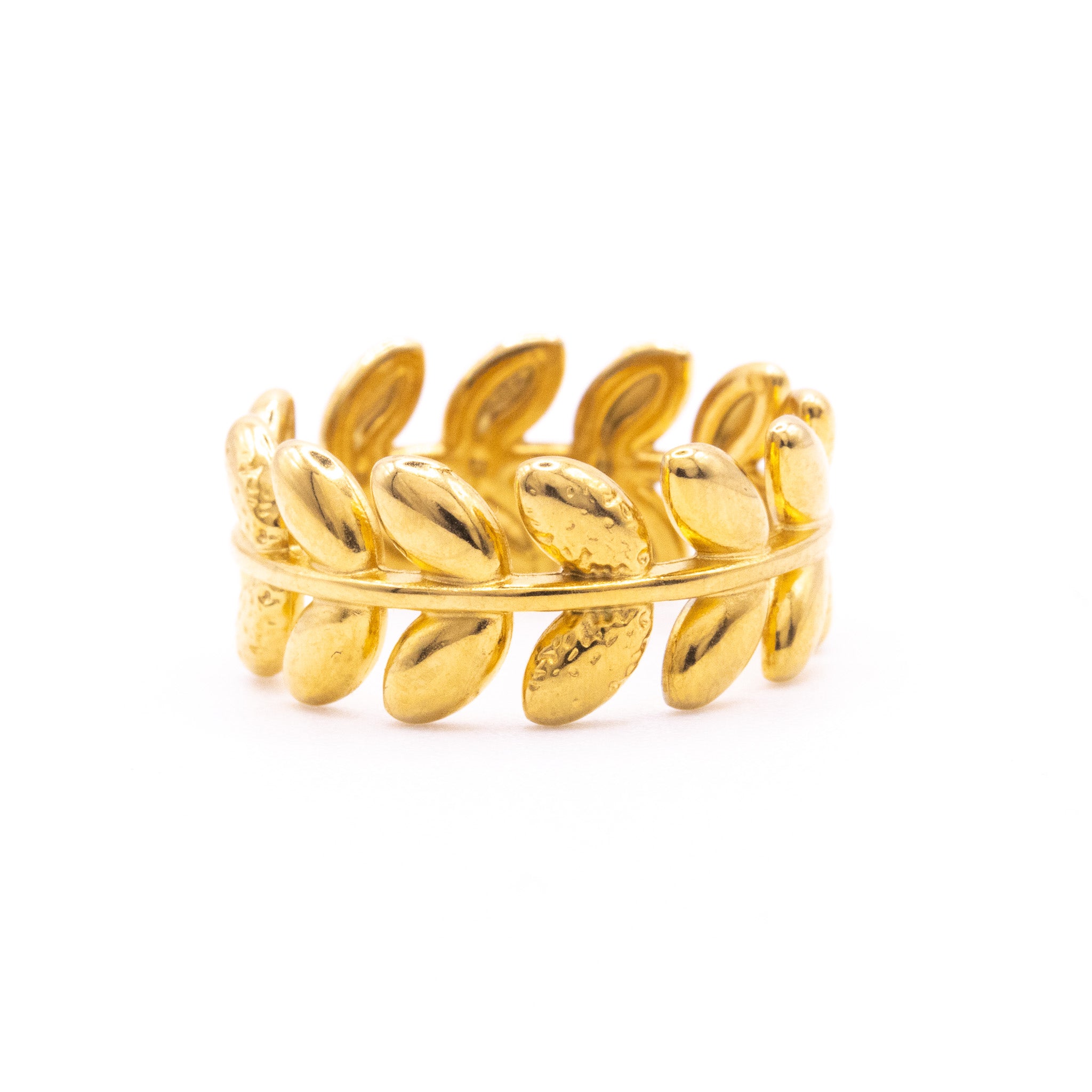 Bague Ajustable Fevillete – Acier inoxydable doré - Mineky Paris