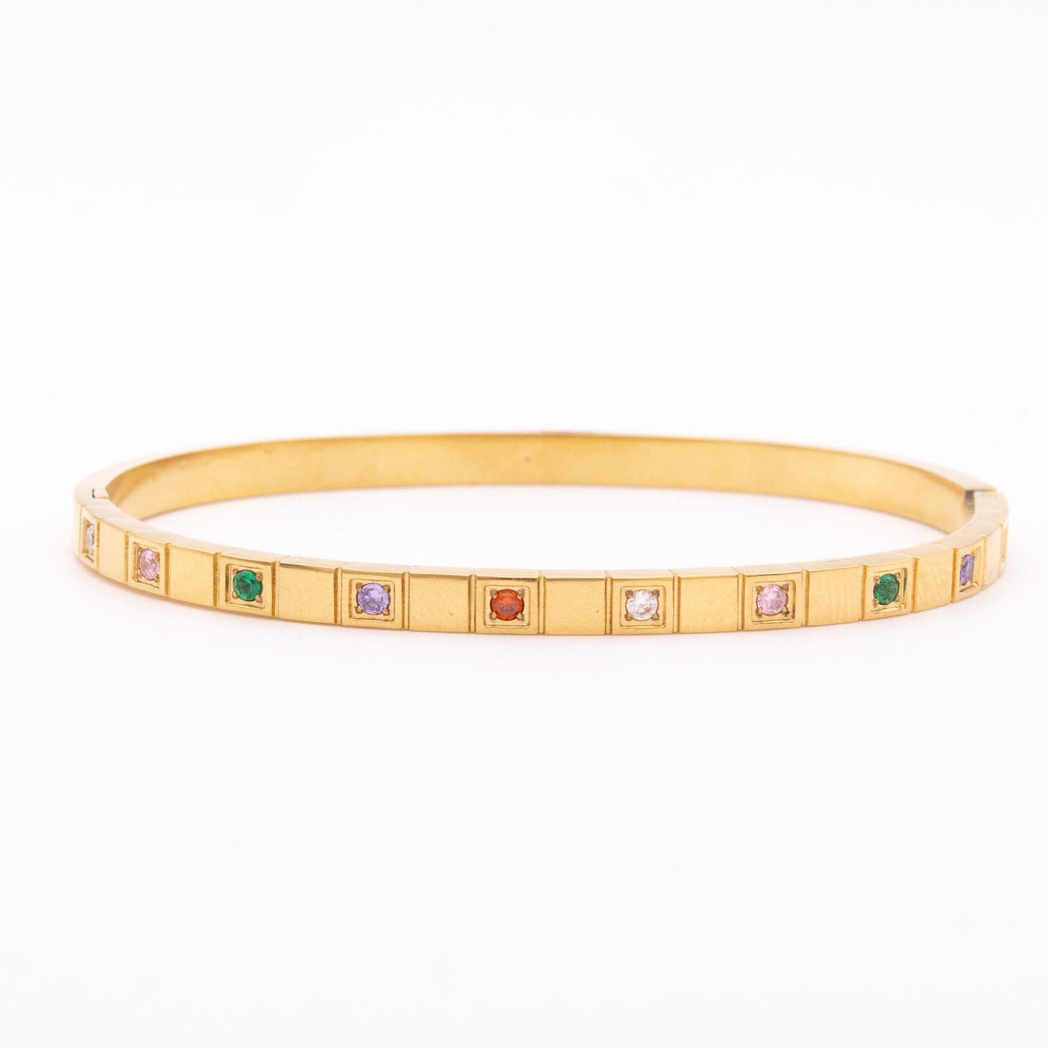 Bracelet Favela – jonc doré pierres arc-en-ciel - Mineky Paris