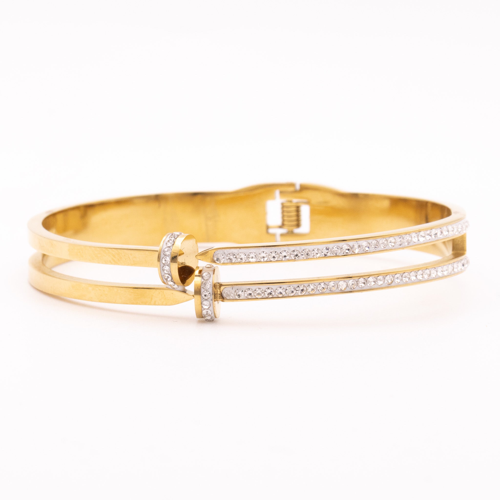 Bracelet Dora – double barre pavée & nœud central - Mineky Paris