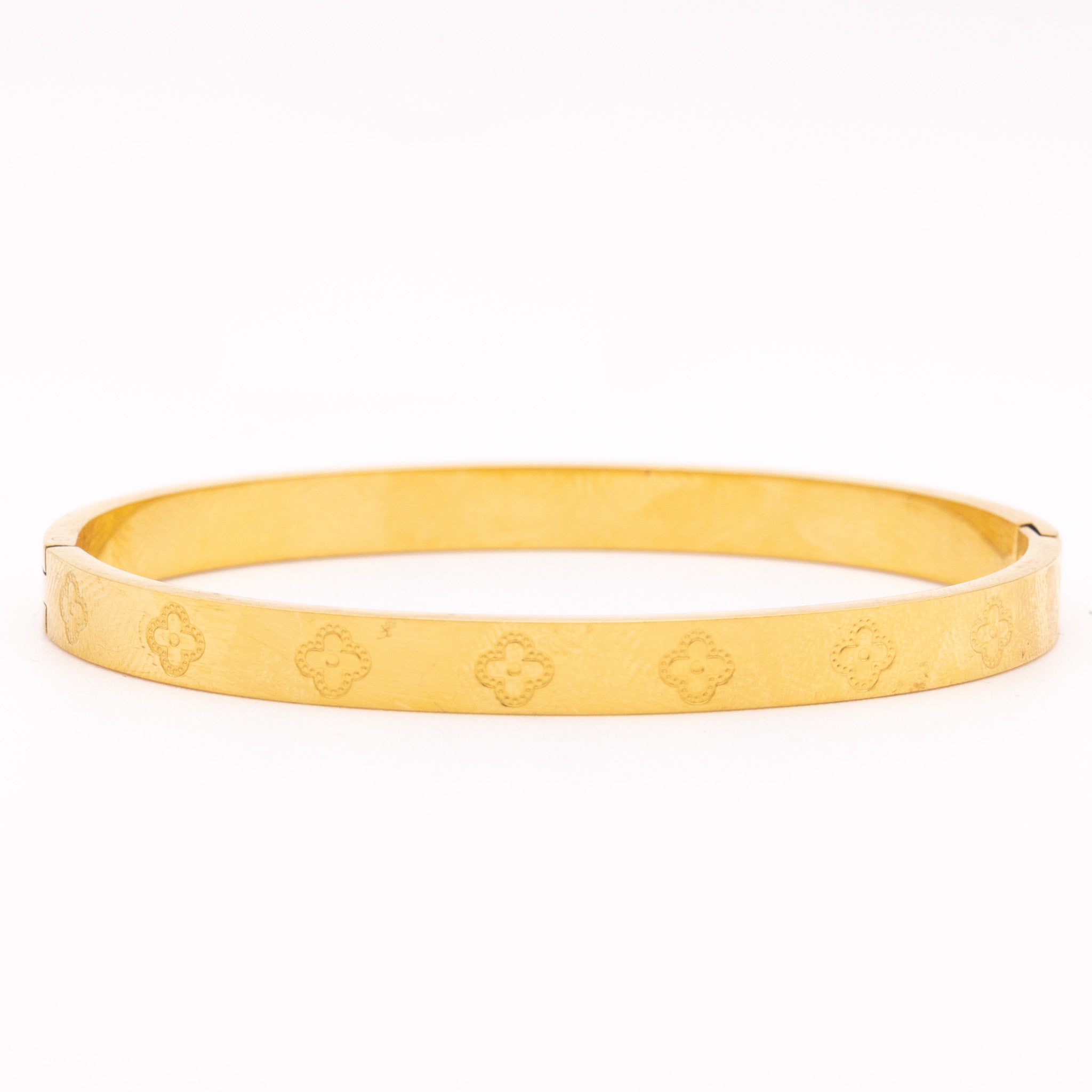 Bracelet Cynthia – jonc trèfles gravés - Mineky Paris