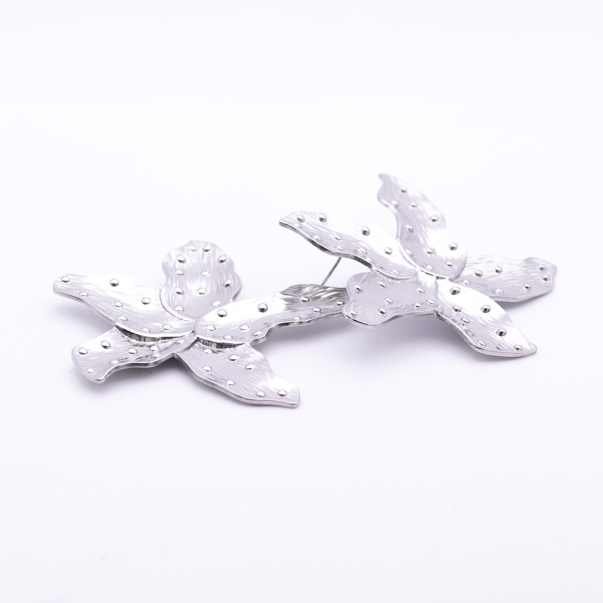 Boucles d’oreilles Océanne – double orchidée argentée - Mineky Paris