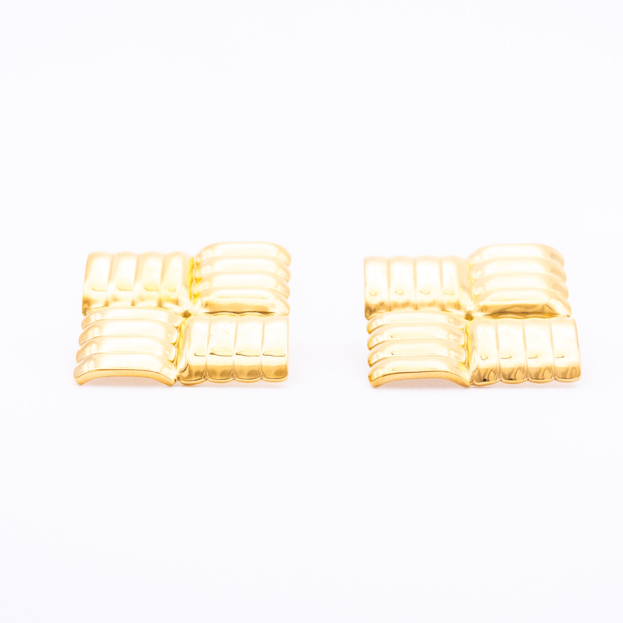 Boucles d’oreilles Paula XL – carrés « mosaïque » sculptés - Mineky Paris