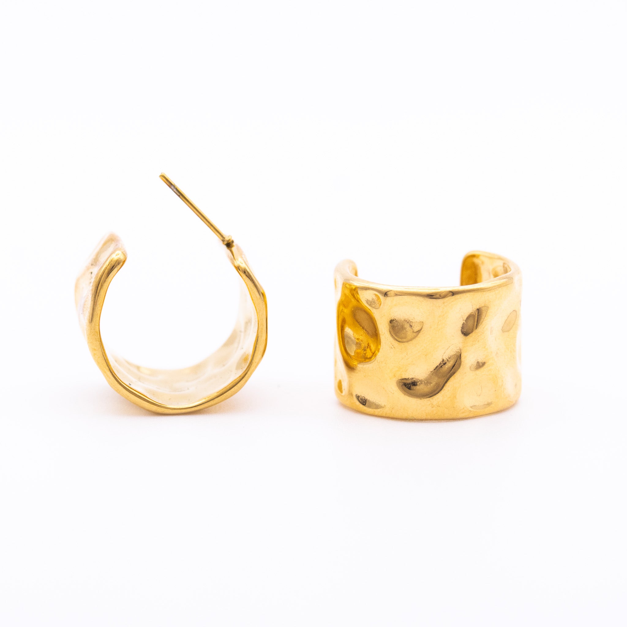 Boucles d’oreilles Deborah – créoles larges martelées effet organique - Mineky Paris