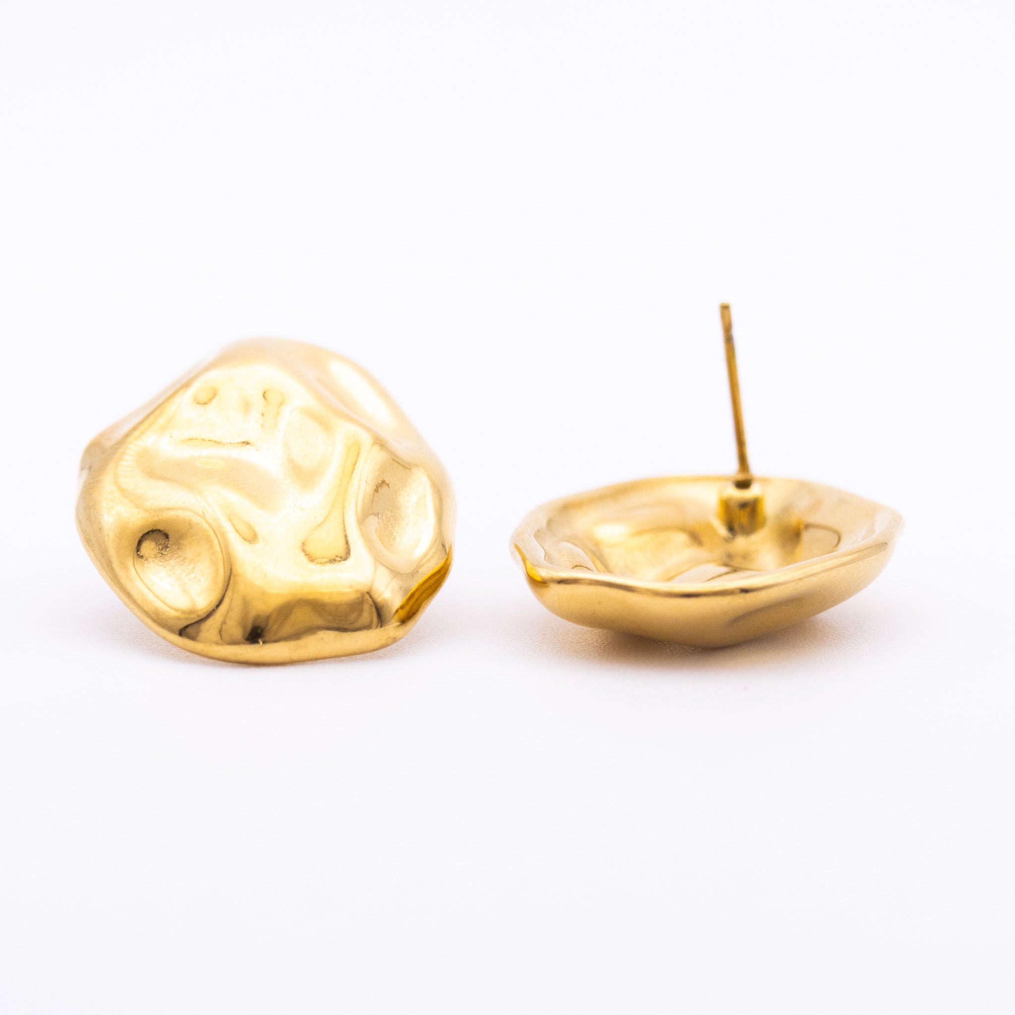 Boucles d’oreilles Telma – galets métalliques polis (or ou argent) - Mineky Paris