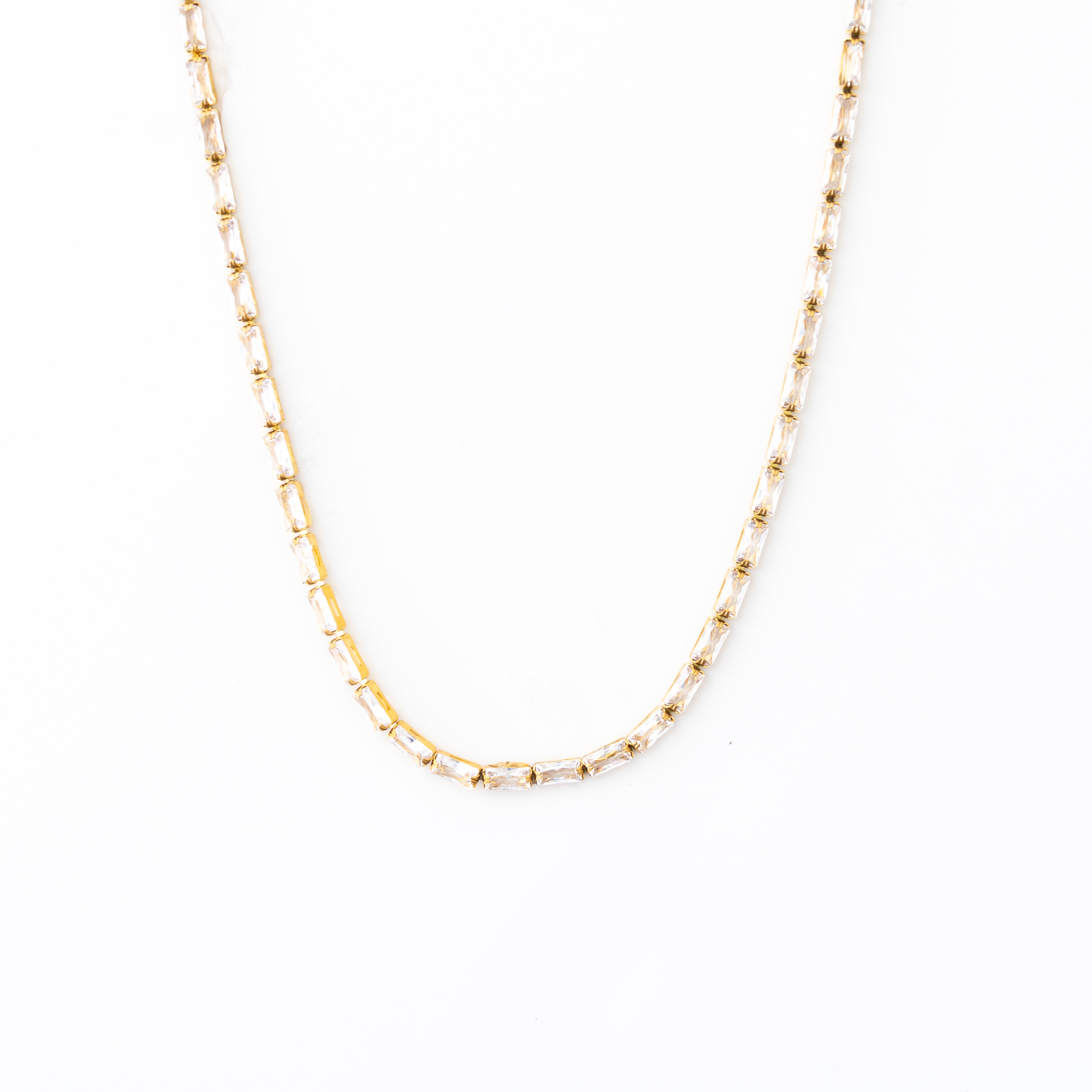 Collier Glam – Ras-du-cou tennis baguette doré - Mineky Paris