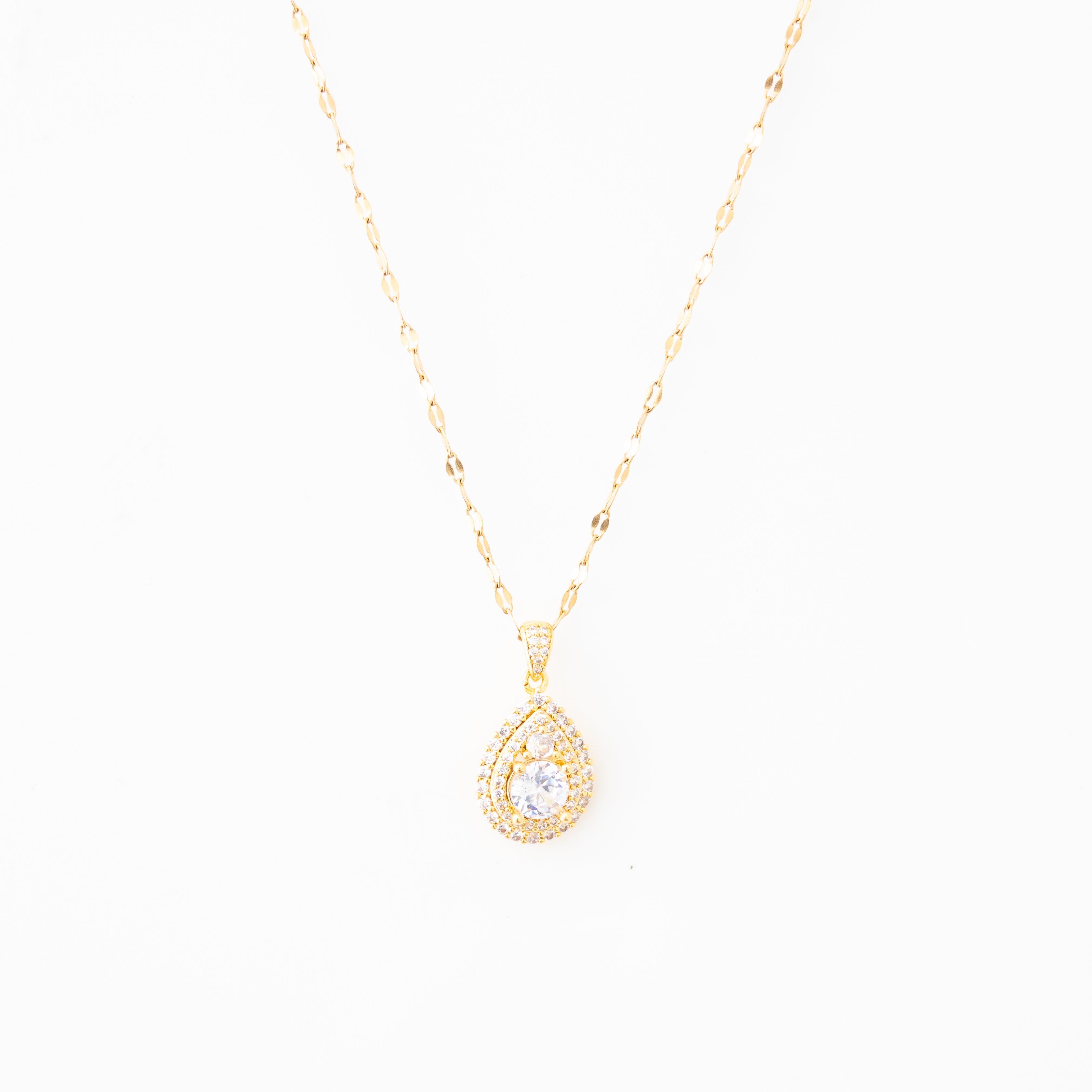 Collier Bella – Goutte pavée & chaîne torsadée dorée - Mineky Paris