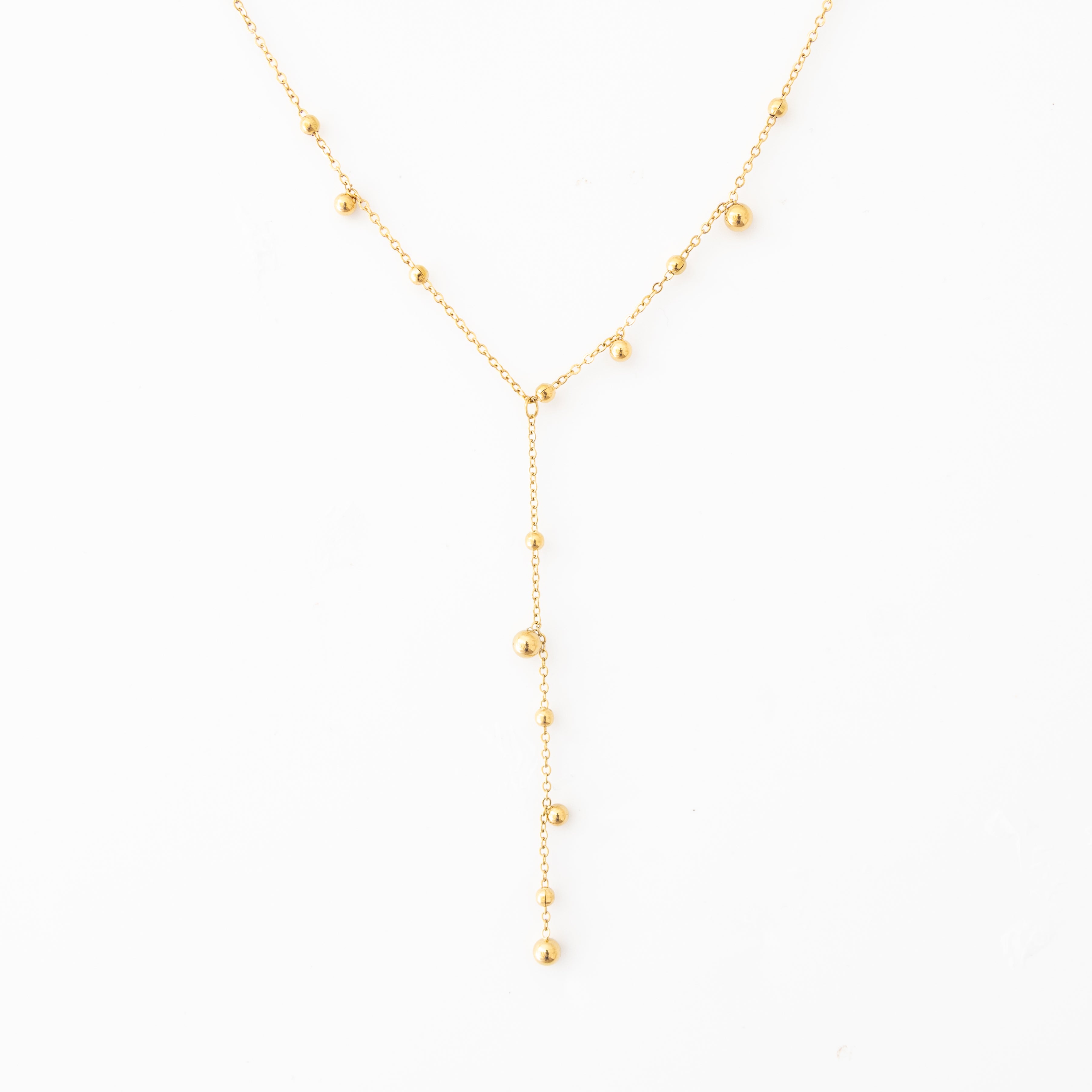 Collier Olga – Sautoir Y billes dorées - Mineky Paris