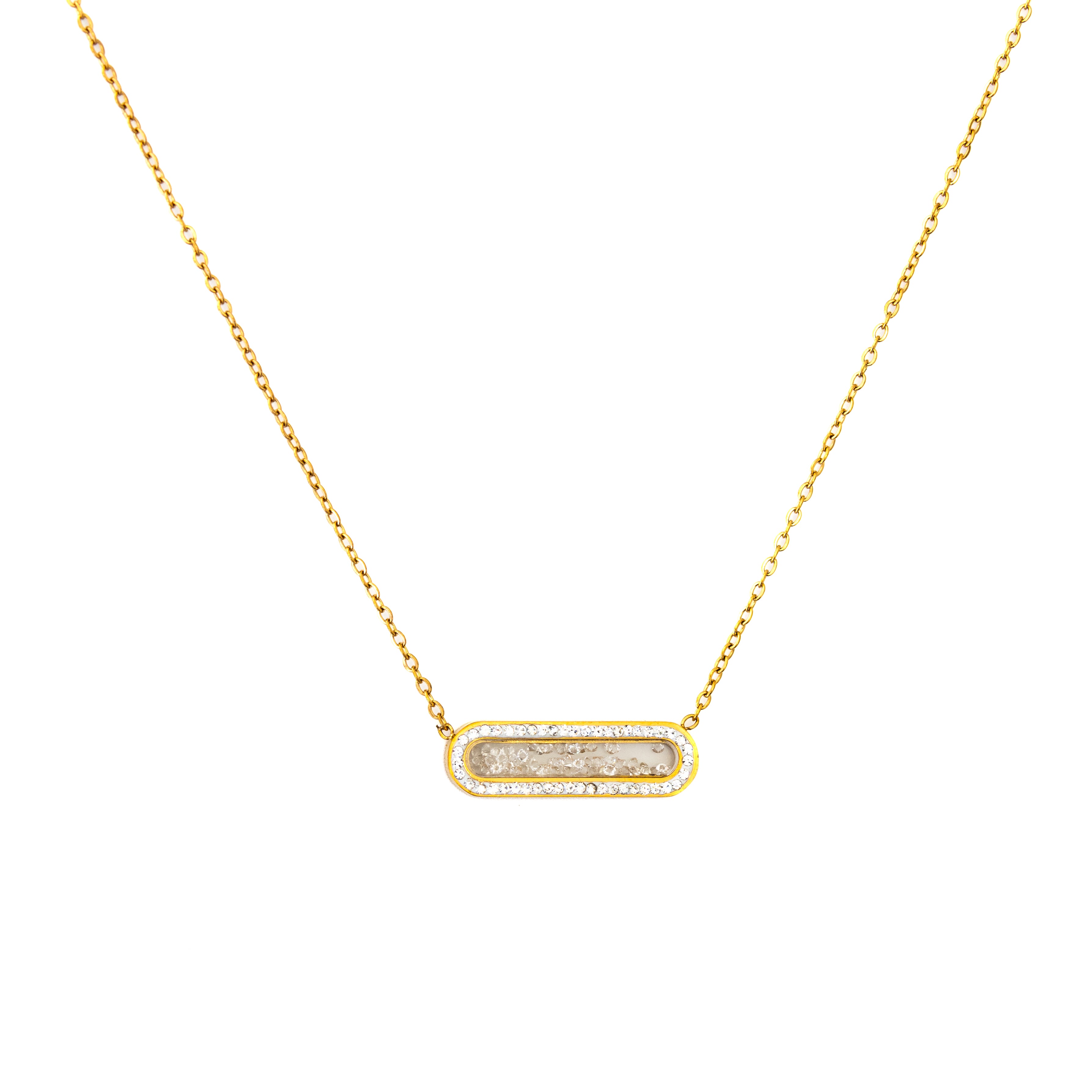 Collier Prisca – Barre scintillante sertie de zircons, dorure - Mineky Paris