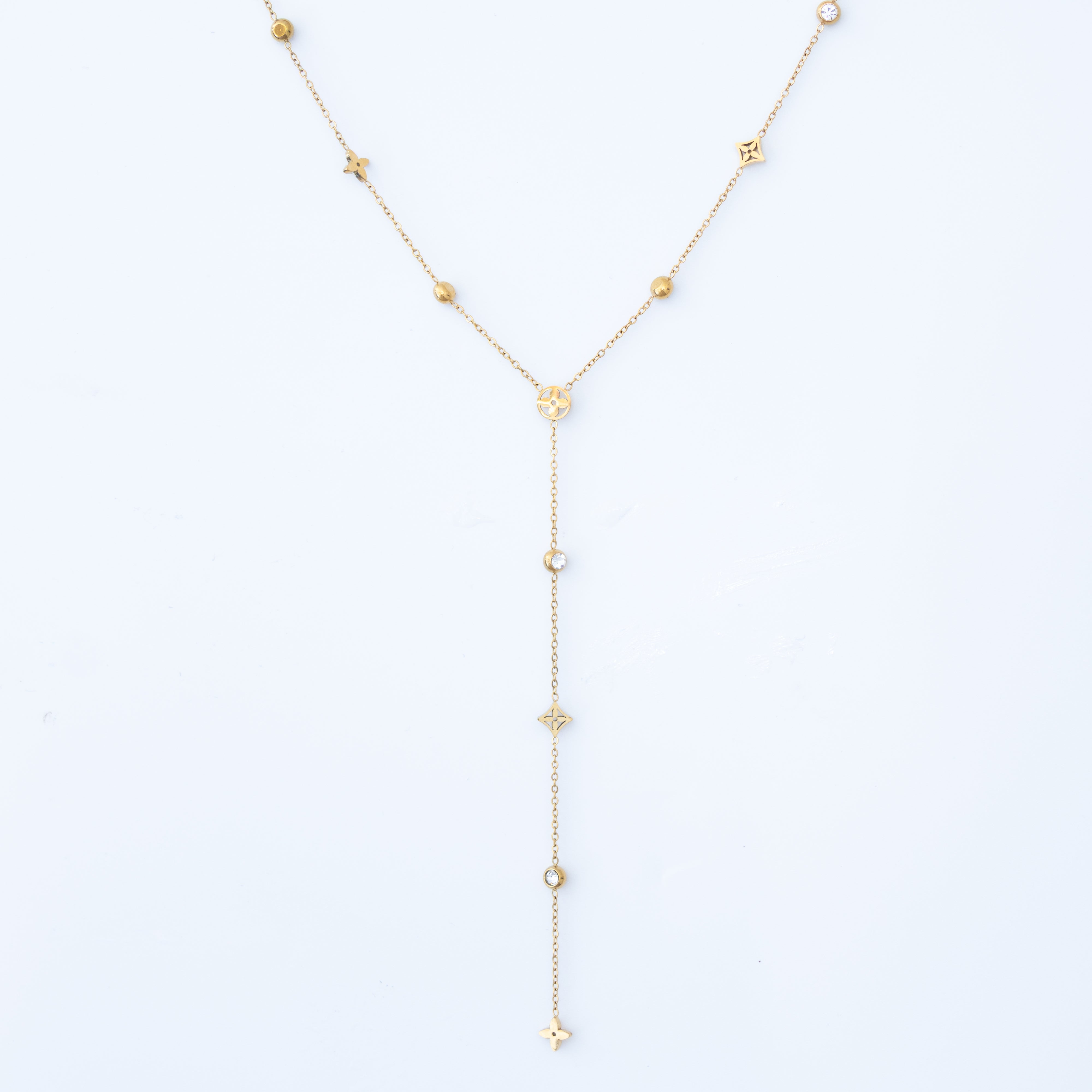 Collier Moene – Sautoir Y en acier inoxydable doré - Mineky Paris