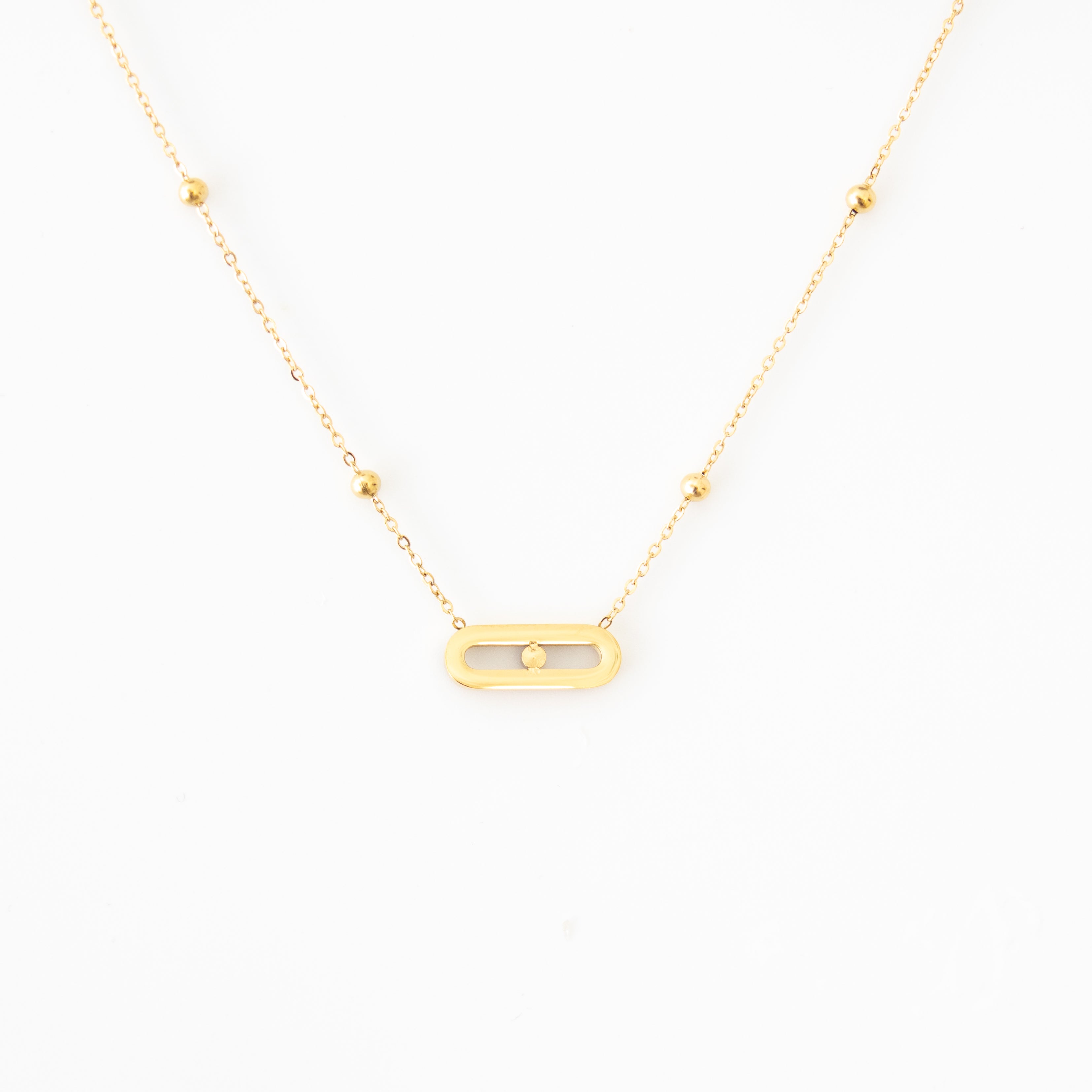 Collier Joséphine – Chaîne perlée en acier inoxydable doré - Mineky Paris