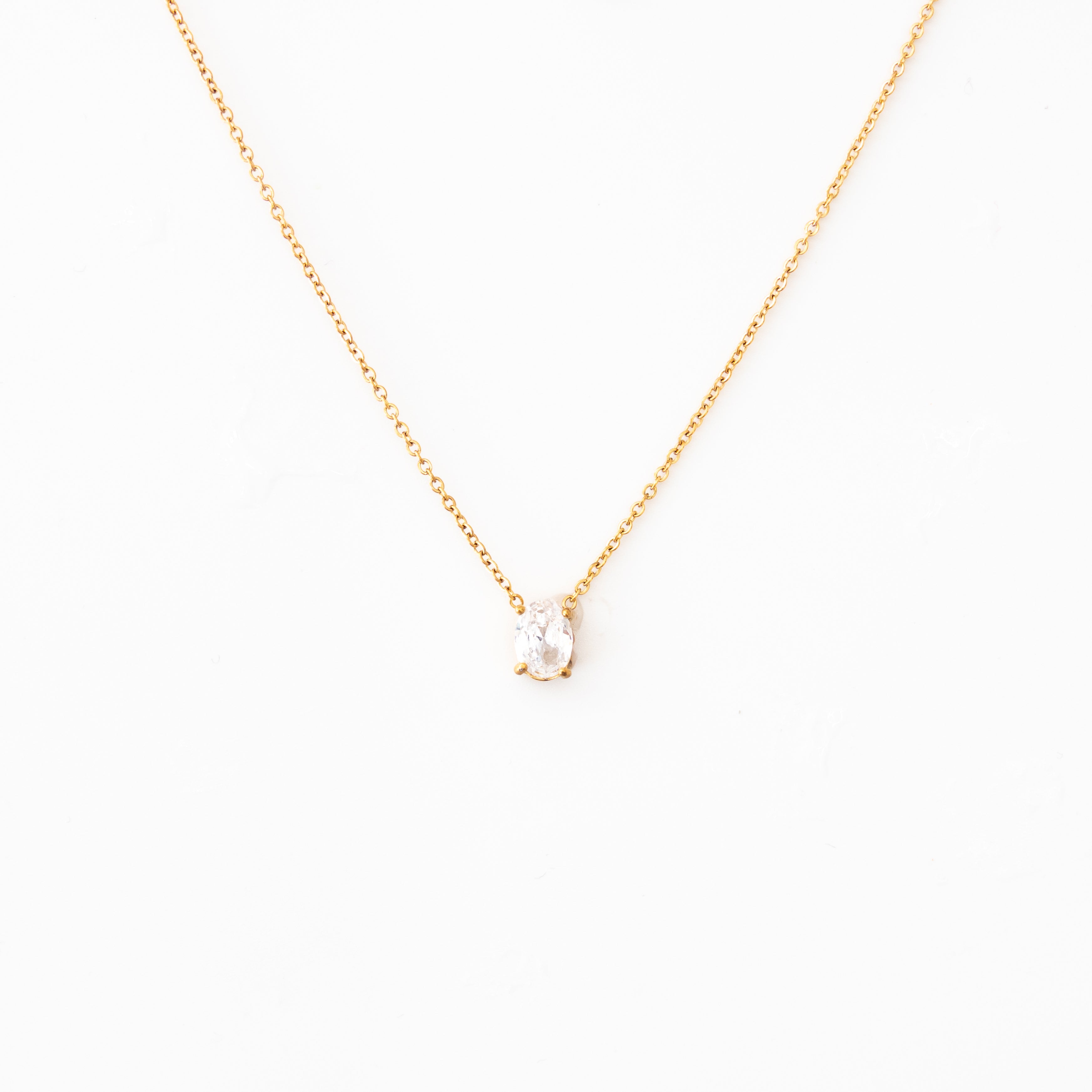 Collier Danna – Solitaire ovale sur chaîne dorée - Mineky Paris