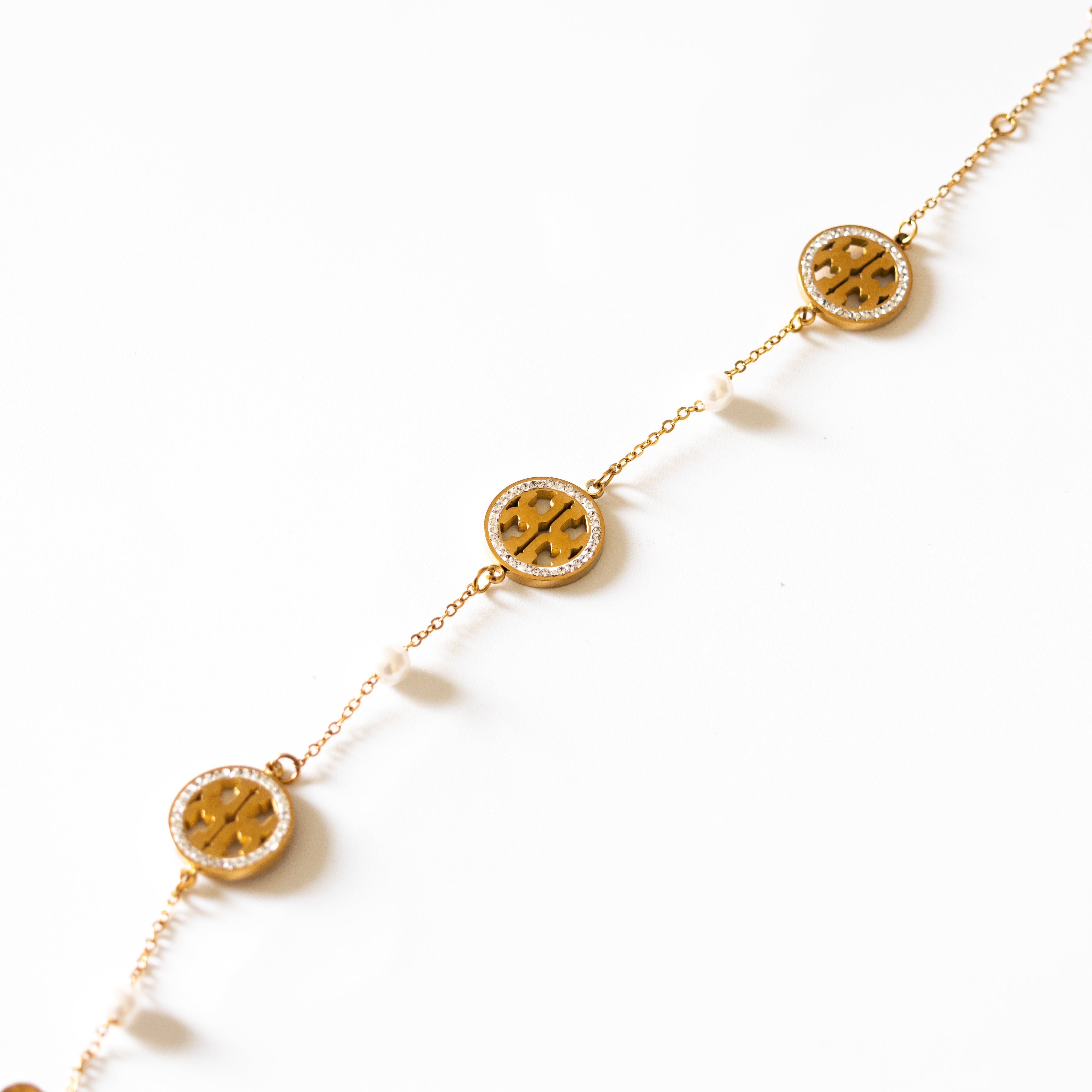 Bracelet London – médaillons pavés & perles - Mineky Paris