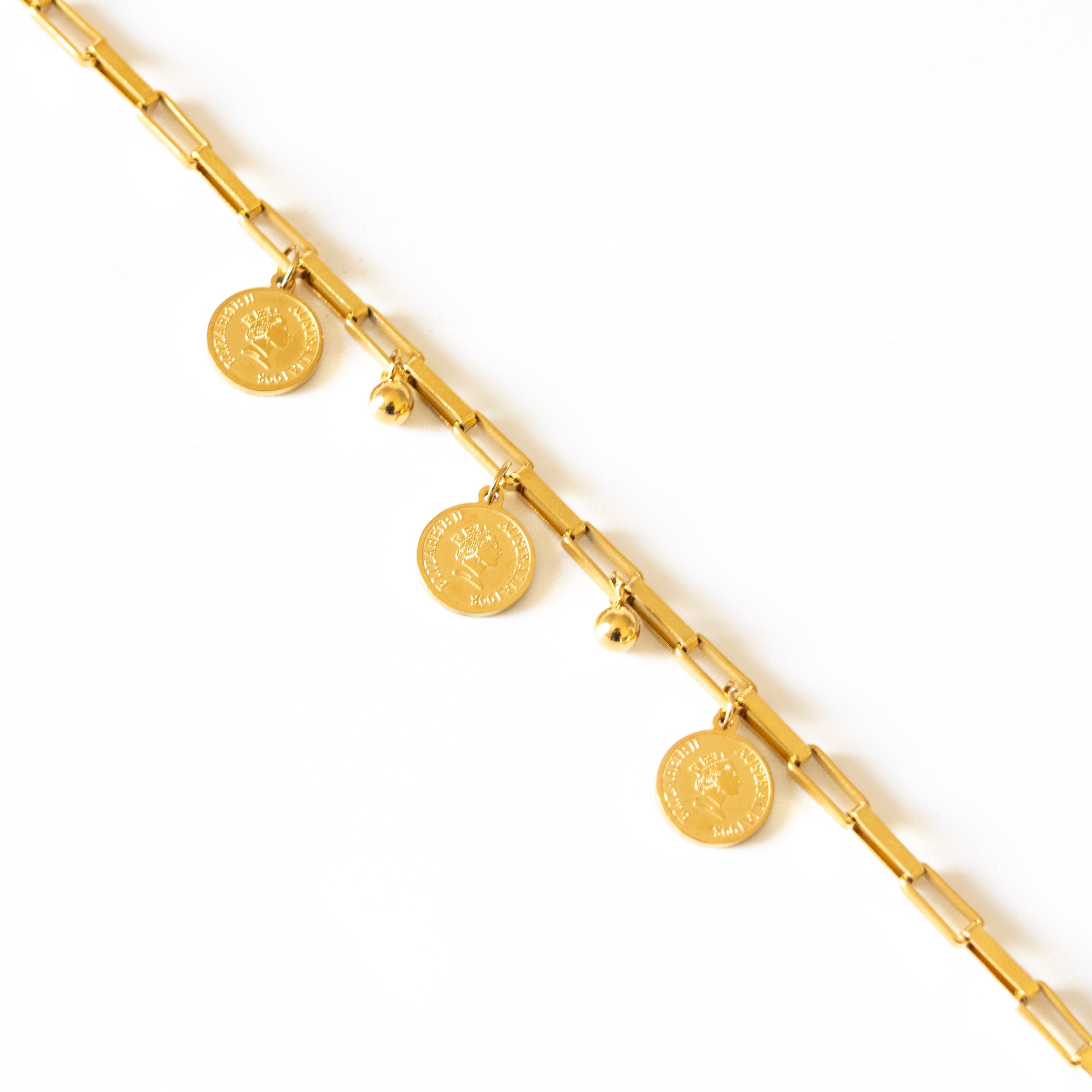 Bracelet Kina – maillons paperclip & mini-pièces - Mineky Paris