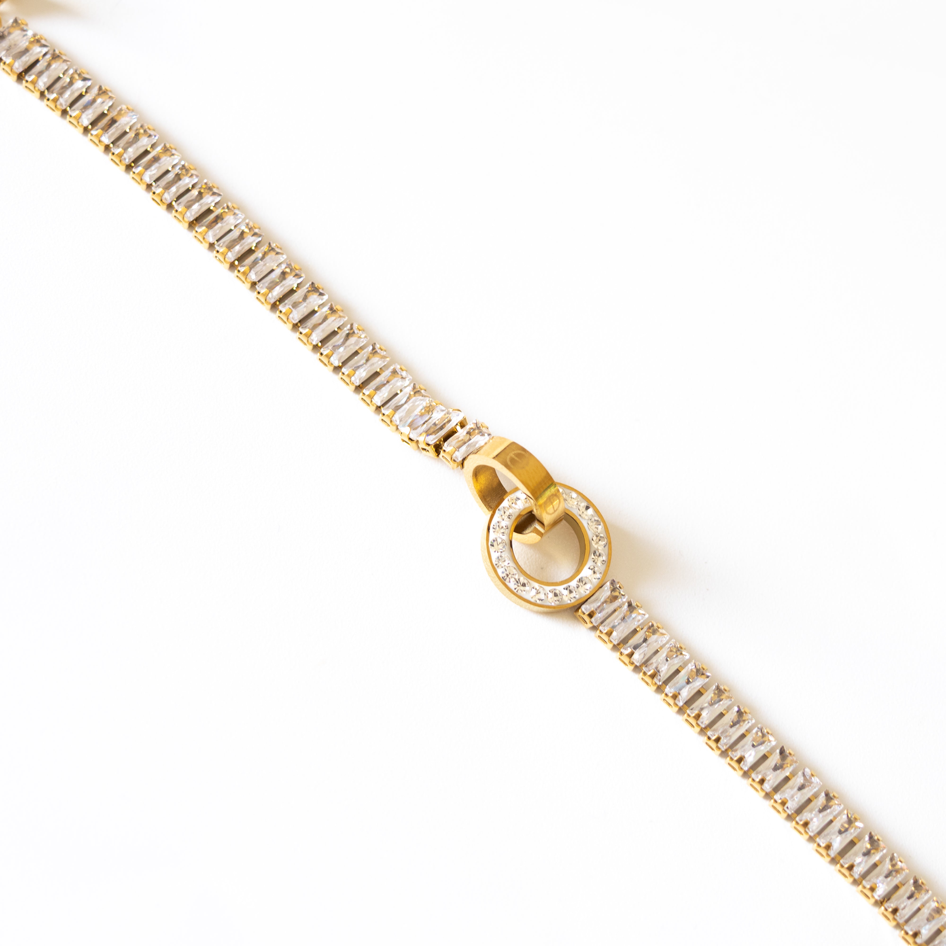 Bracelet Mya – baguettes zircon & anneau pavé - Mineky Paris