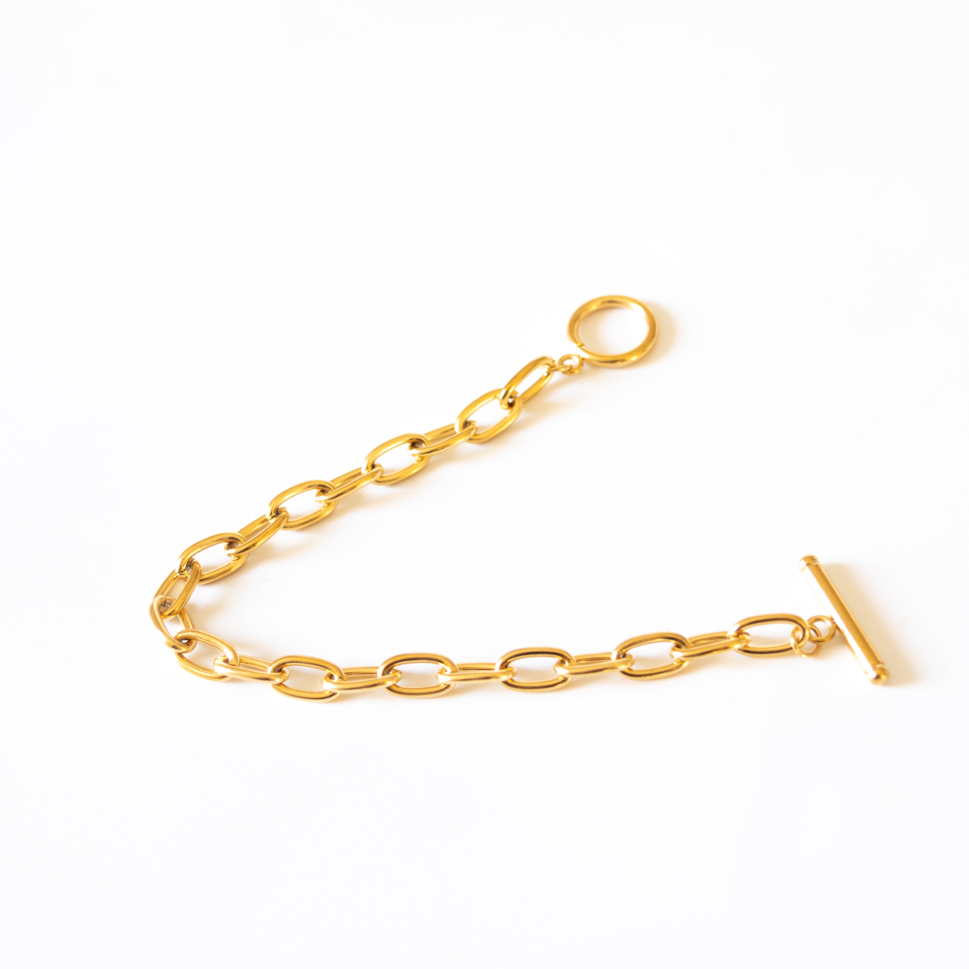 Bracelet Nelly – chaîne ovales & fermoir barre-T - Mineky Paris