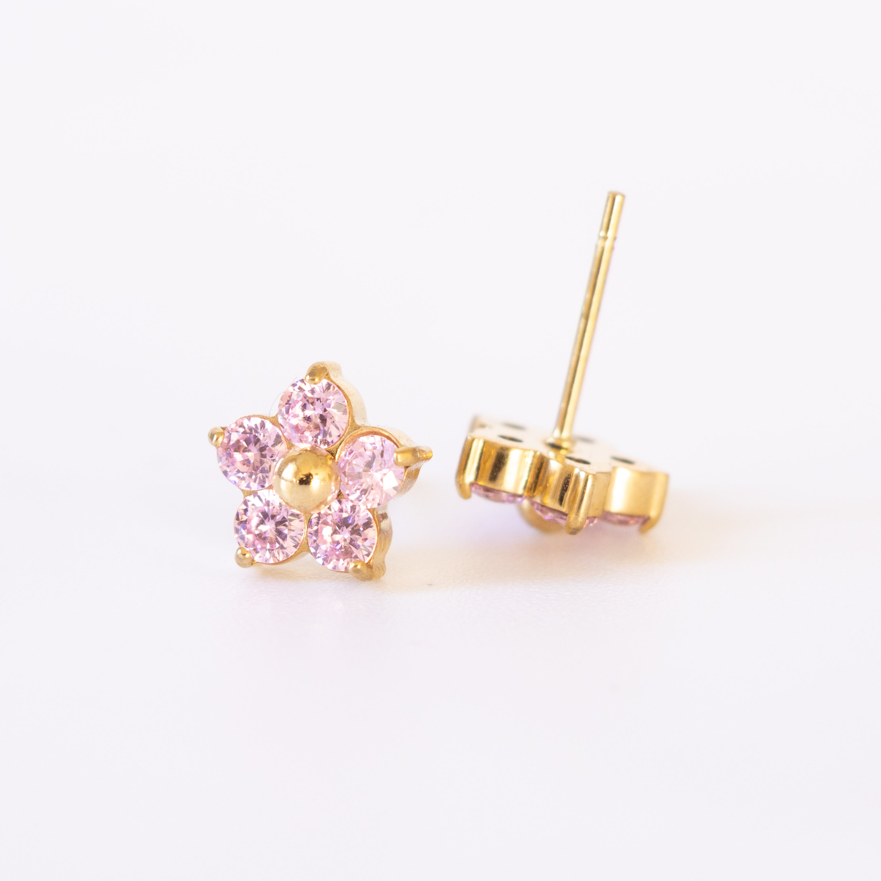 Boucles d’oreilles Orlia – mini fleurs pavées rose ou violet - Mineky Paris