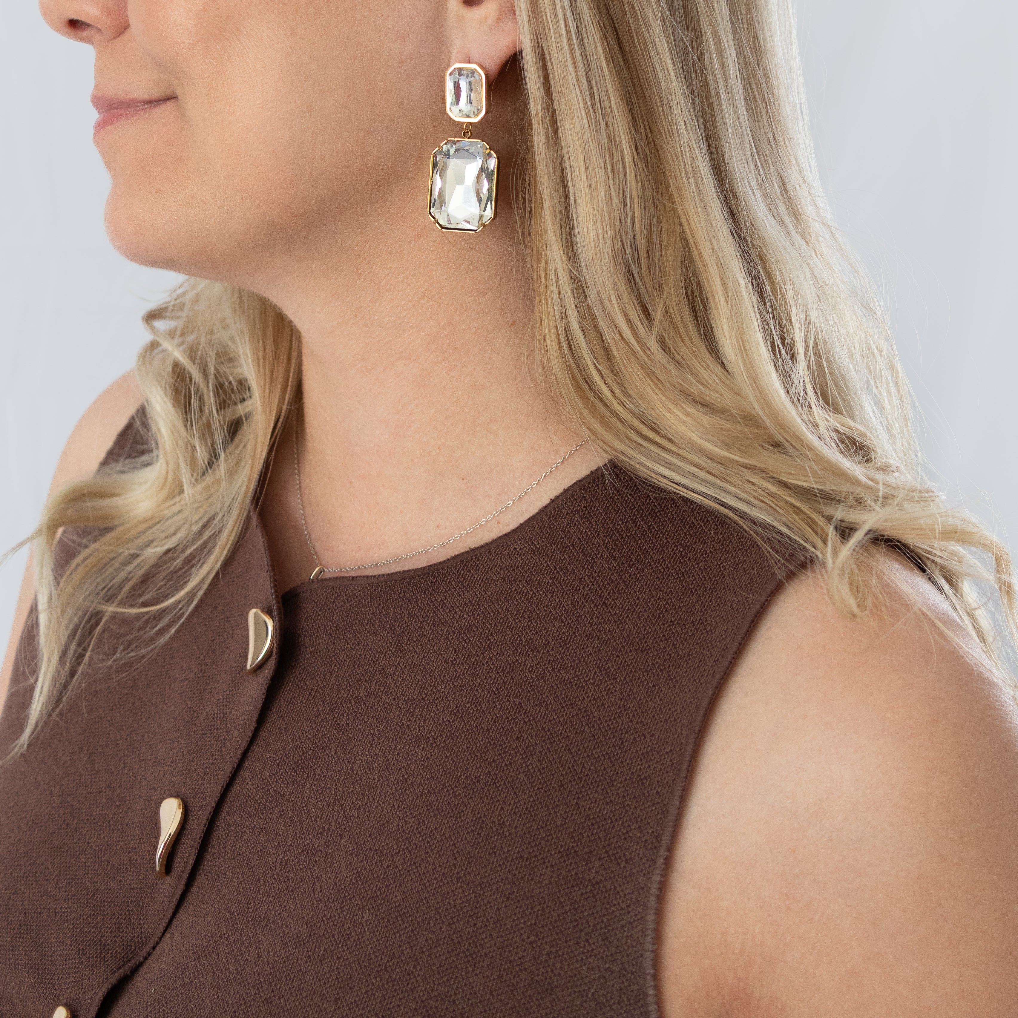 Boucles d’oreilles Lorietta – double cristal taille émeraude - Mineky Paris