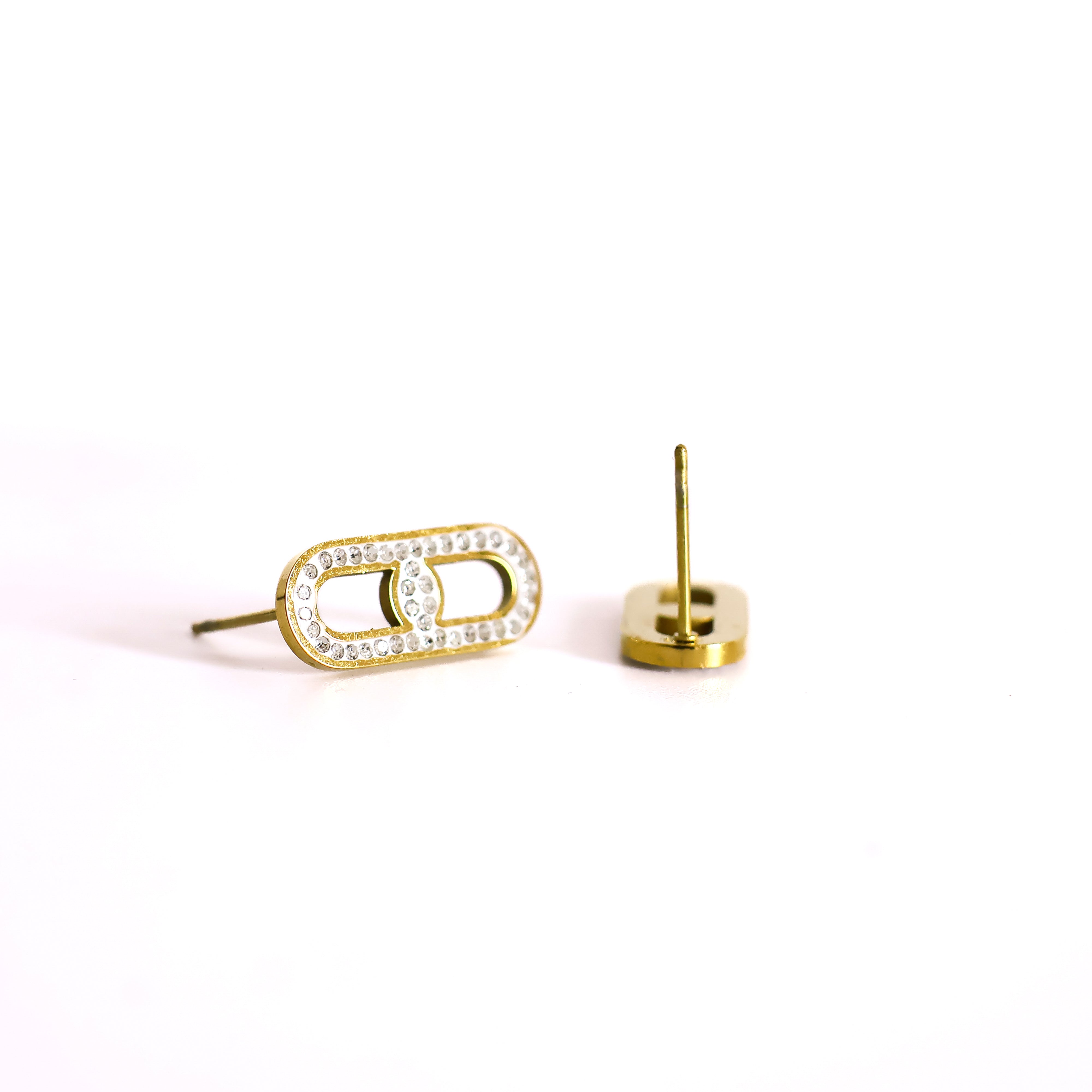 Boucles d’oreilles Shelowna – maillon pavé étincelant - Mineky Paris
