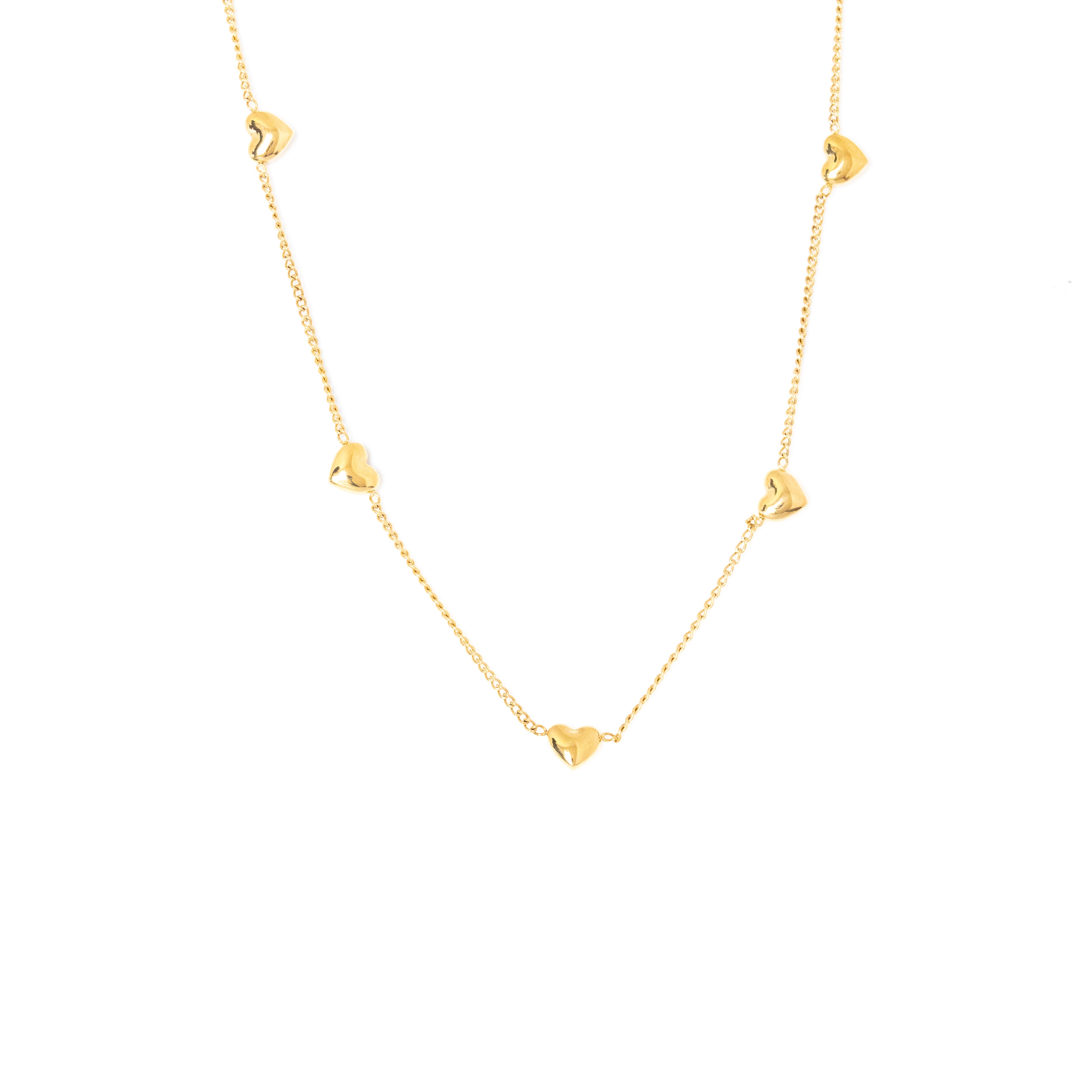 Collier Julie – ribambelle de petits cœurs dorés - Mineky Paris